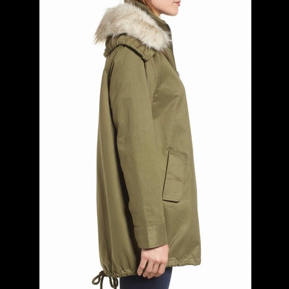 XS Sam Edelman faux fur collar a-line anorak coat - Picture 4 of 7